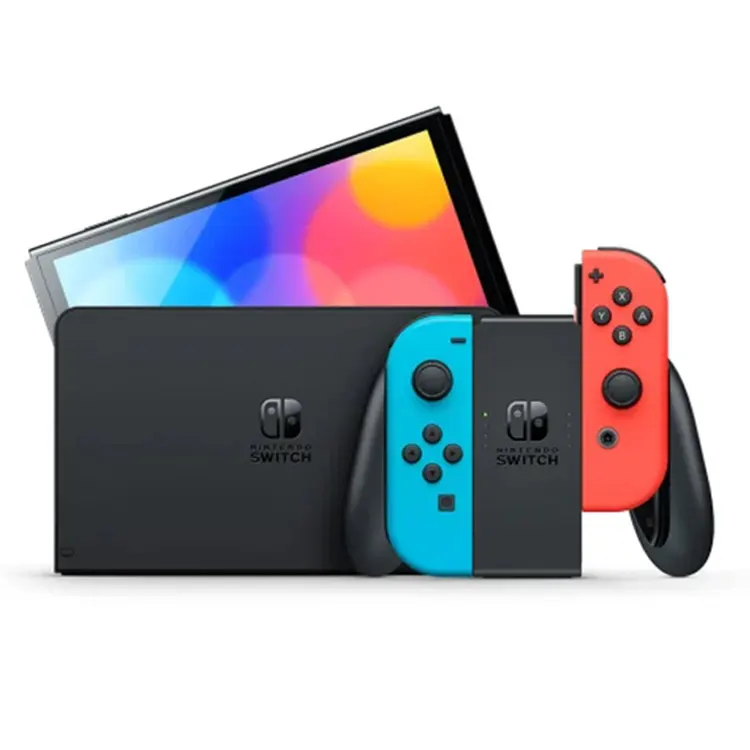 nintendo-switch-with-neon-blue-and-neon-red-joy-con-new خرید نینتندو سوییچ با جوی کان آبی و قرمز آکبند