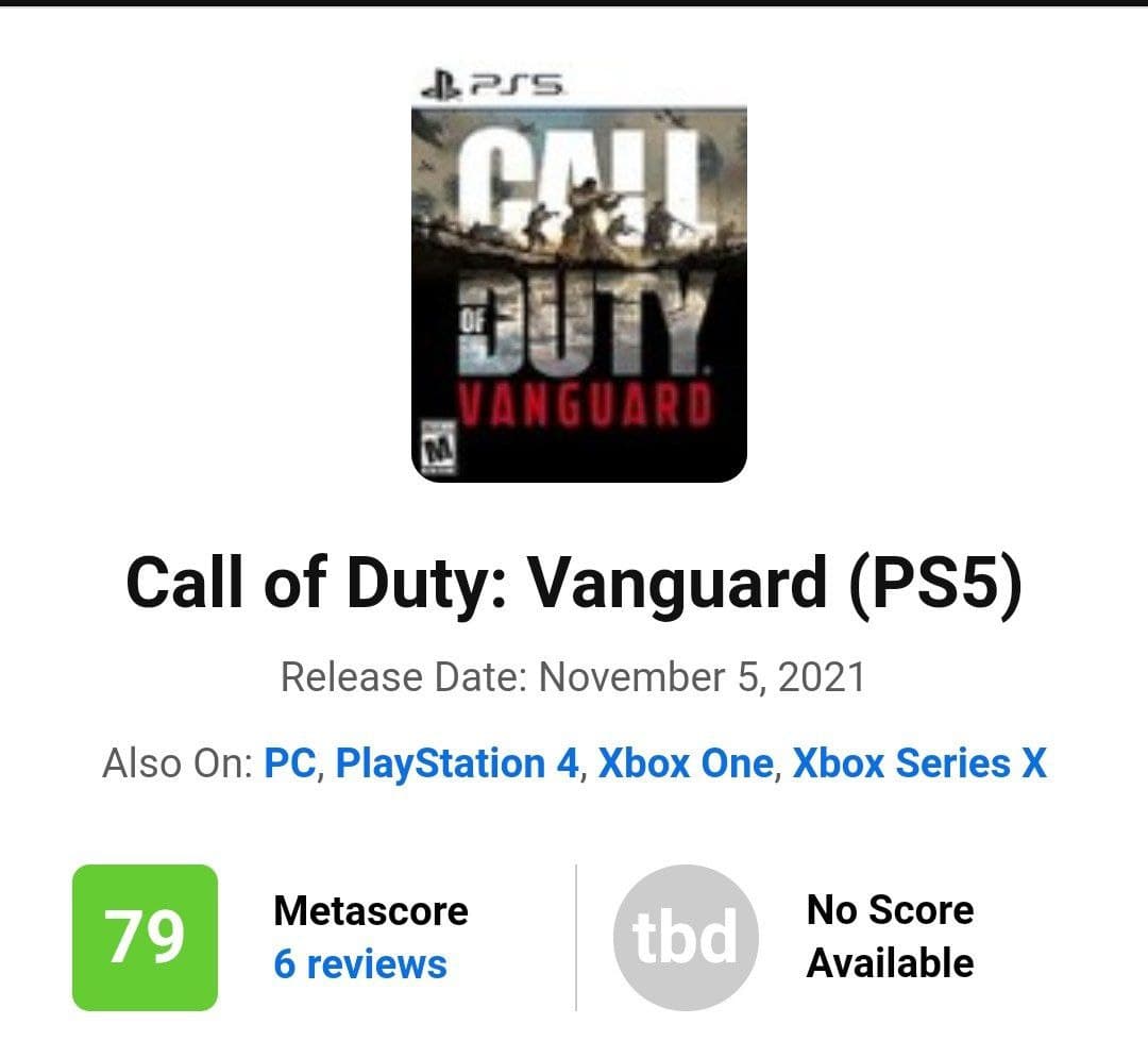 متای عنوان Call Of Duty Vanguard (PS5)